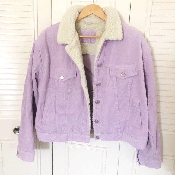 SOLD Vintage Sherpa-Lined Corduroy Jacket in Lilac - Picture 3 of 5